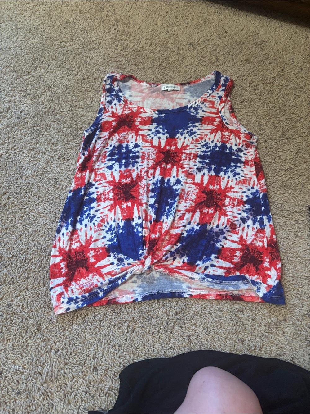 Sleeveless Tie-Front Tank Top in Red, White & Blue